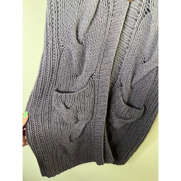 Free People Ombre Gradient Cable-Knit Hooded Cardigan Sweater Vest - Picture 12 of 16